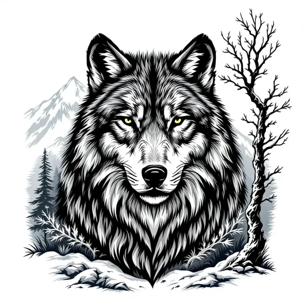 Tatouage Loup Majestueux et Nature Tatouage Loup Majestueux et Nature